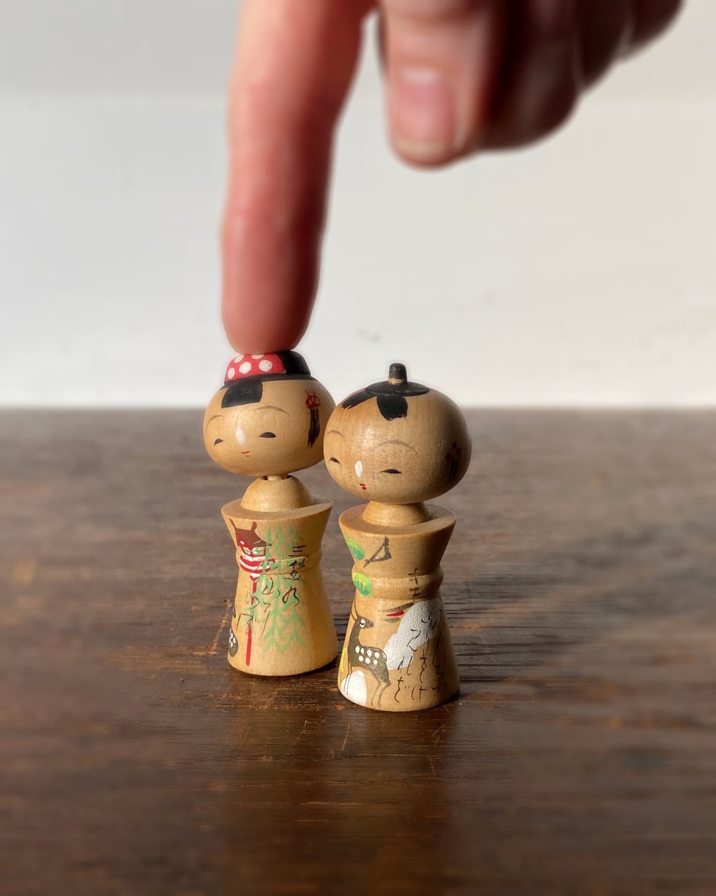 vintage Nara souvenir kokeshi pair
