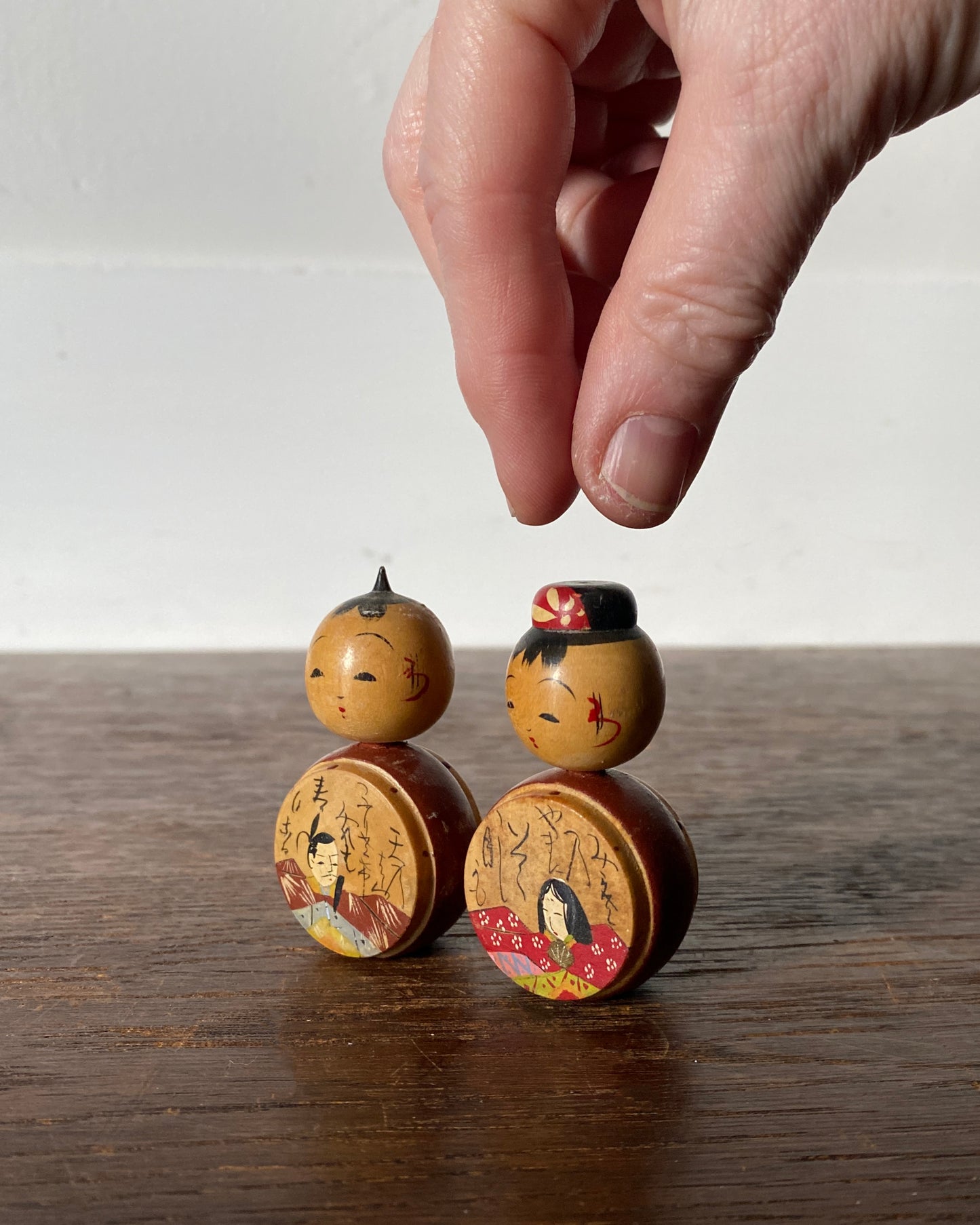 vintage kokeshi pair