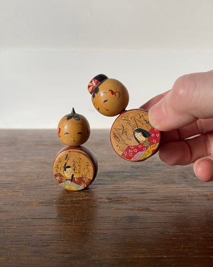 vintage kokeshi pair