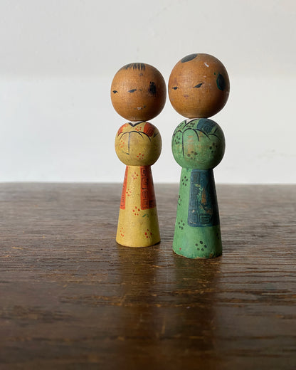 vintage kokeshi pair