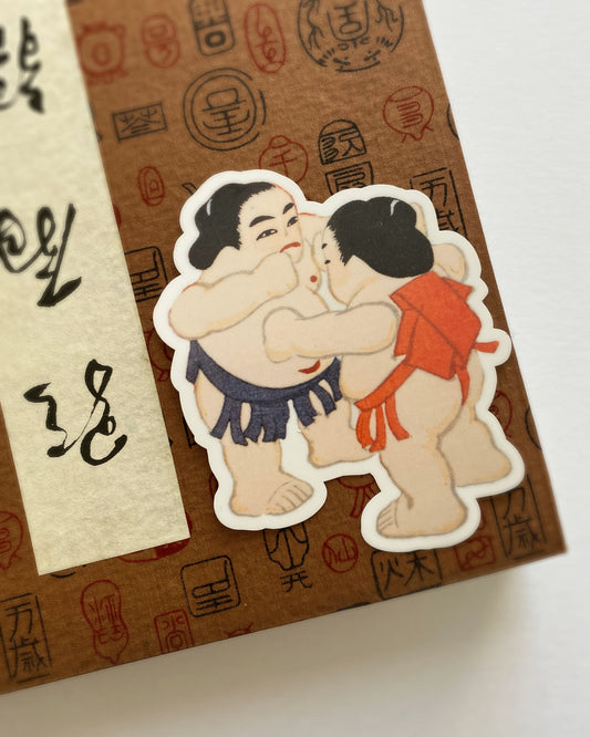 kiku print : vinyl sticker - sumo wrestlers