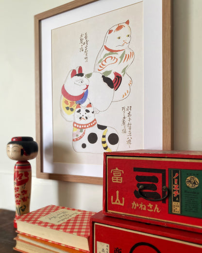 kiku print : A3 print - cats of edo