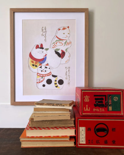 kiku print : A3 print - cats of edo