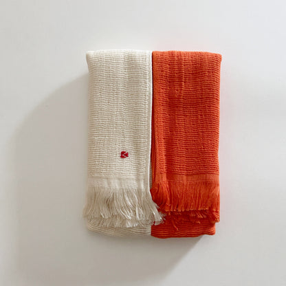 hac : cotton scarf in orange & chalk
