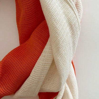 hac : cotton scarf in orange & chalk