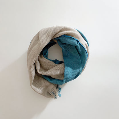 hac : cotton scarf in turquoise & grey