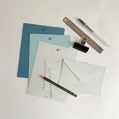 midori : letter & envelope set - blue