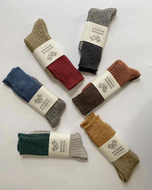 NISHIGUCHI KUTSUSHITA : boston wool cotton slab sock