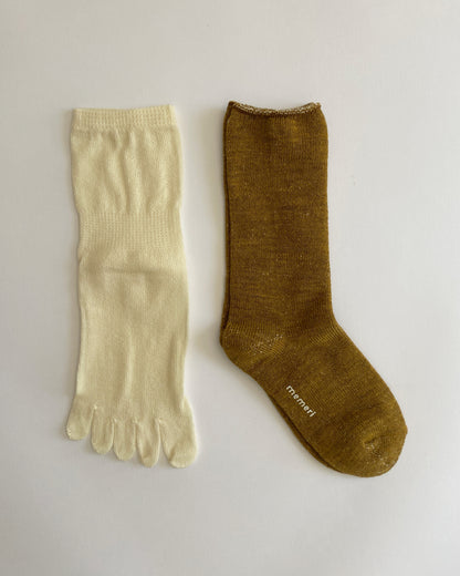 memeri : wool silk layered sock set