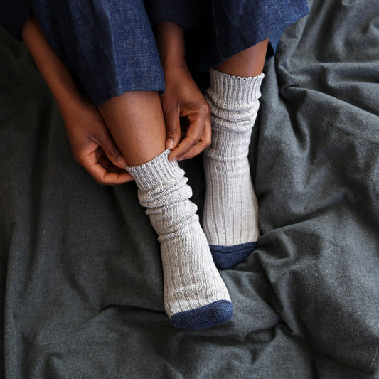 NISHIGUCHI KUTSUSHITA : Luxurious Cotton Ribbed Socks