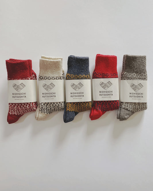 NISHIGUCHI KUTSUSHITA : oslo wool jacquard sock