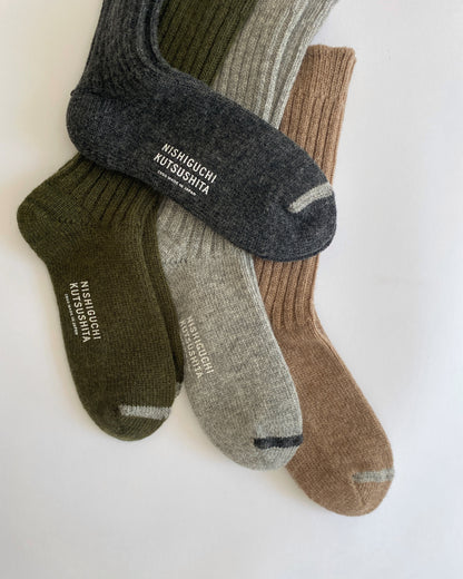 NISHIGUCHI KUTSUSHITA : praha wool ribbed sock