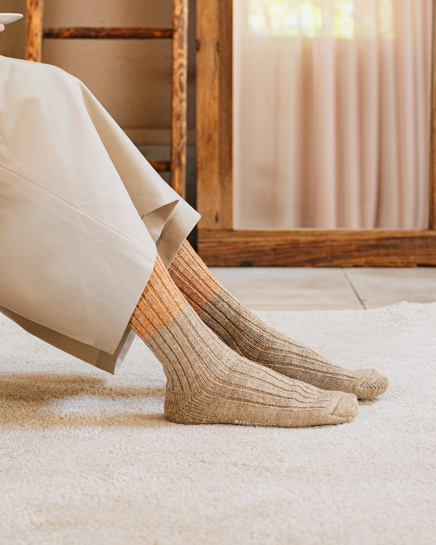 NISHIGUCHI KUTSUSHITA : boston wool cotton slab sock