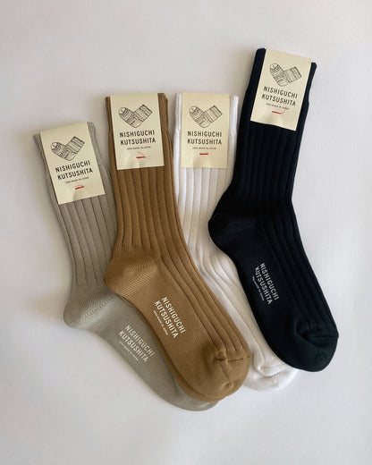NISHIGUCHI KUTSUSHITA : praha egyptian cotton ribbed sock
