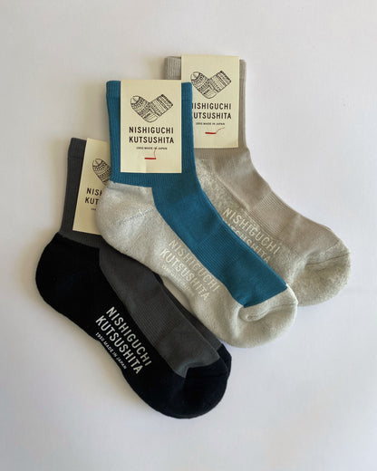 NISHIGUCHI KUTSUSHITA : cotton cashmere walk socks