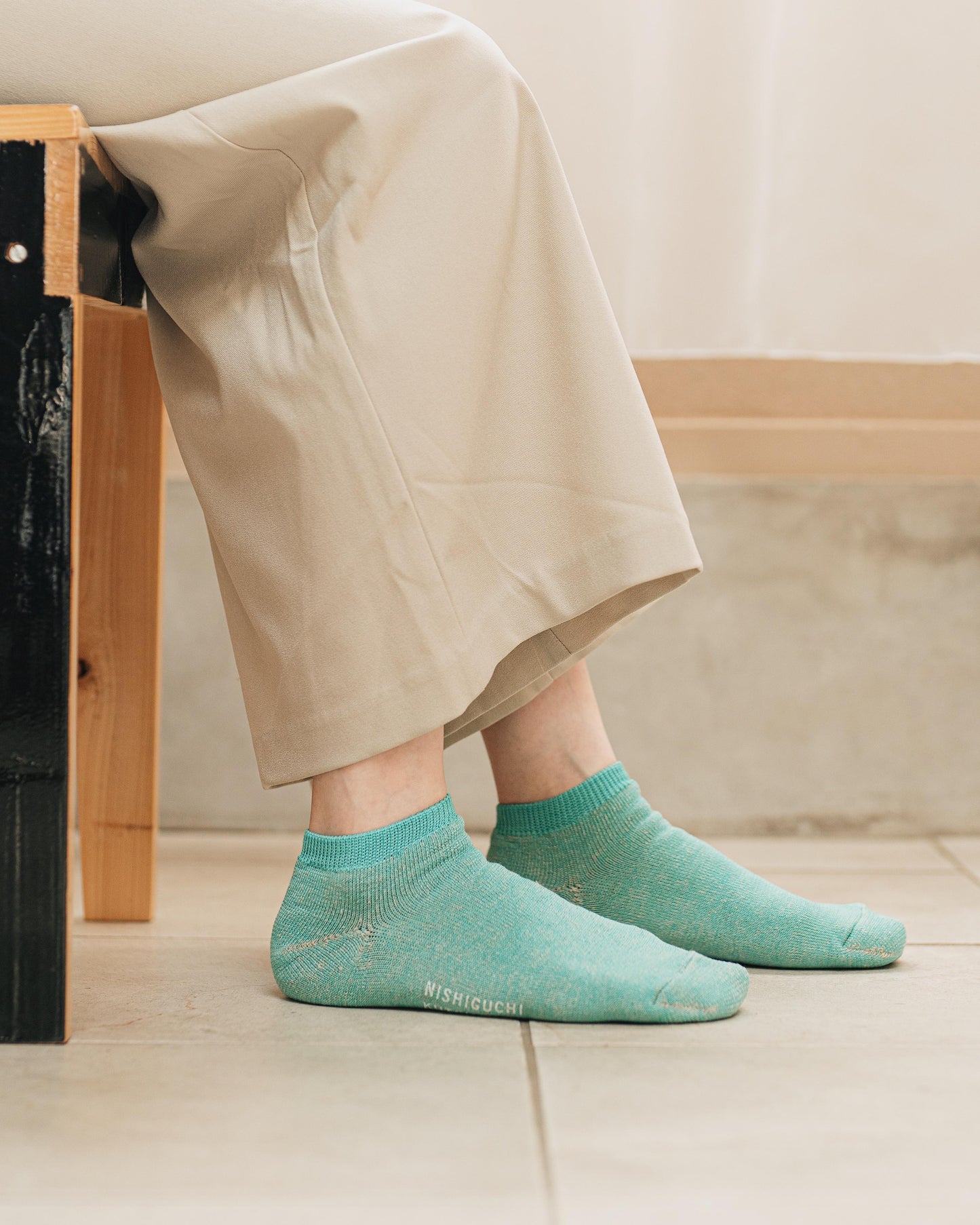 NISHIGUCHI KUTSUSHITA : Linen Cotton Pile Anklet
