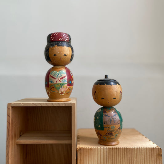 vintage japanese kokeshi duo