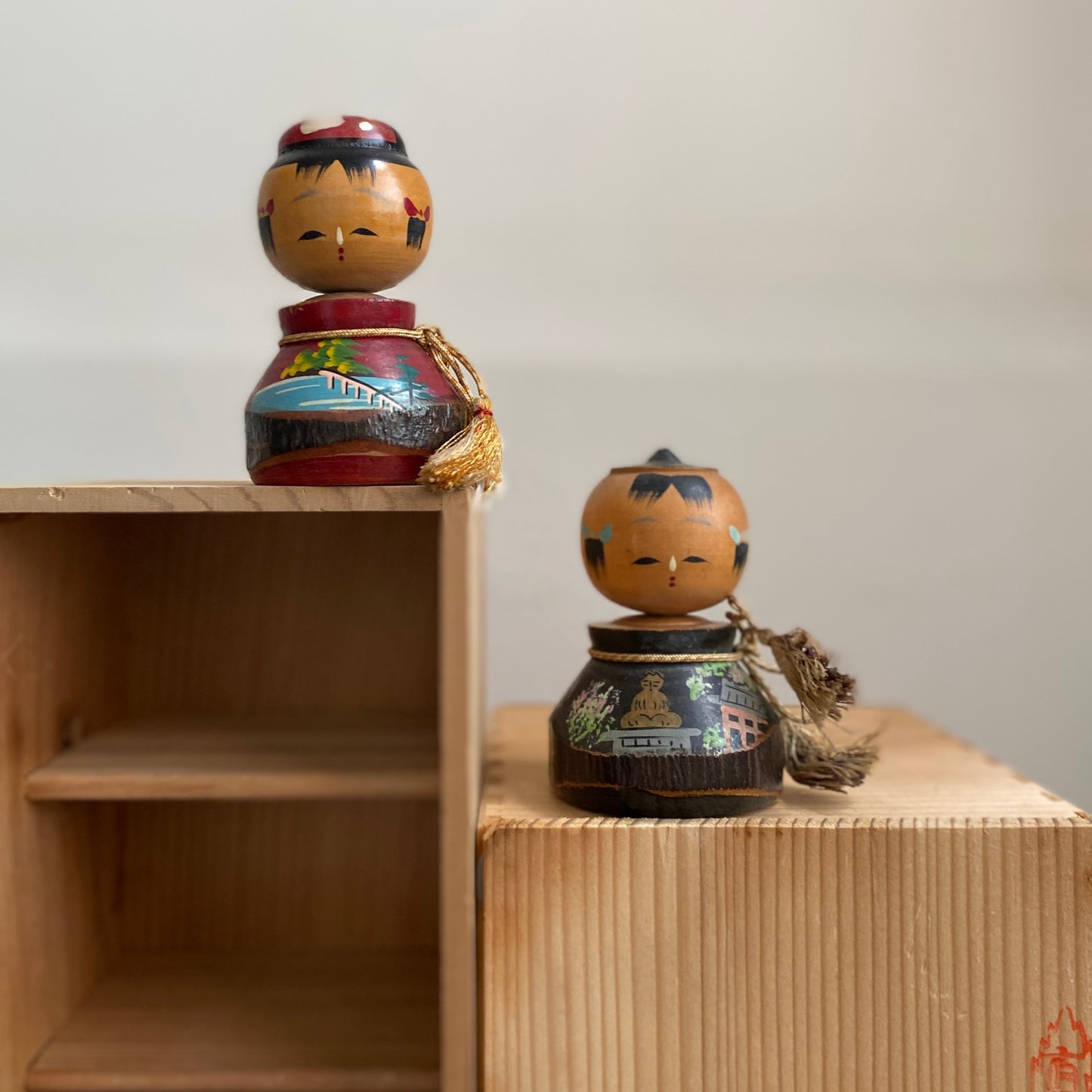 vintage japanese kokeshi duo