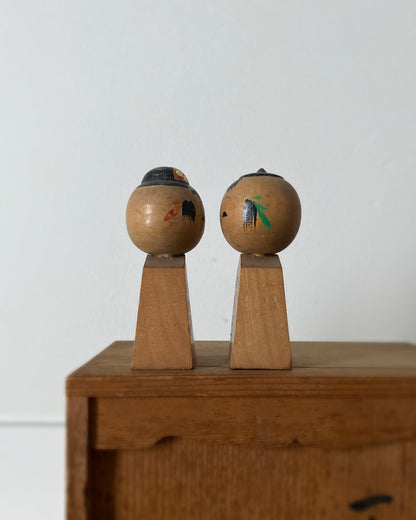 vintage kokeshi pair