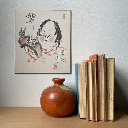 vintage japanese shikishi painting