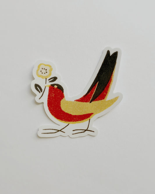 kiku print : vinyl sticker - bird + flower
