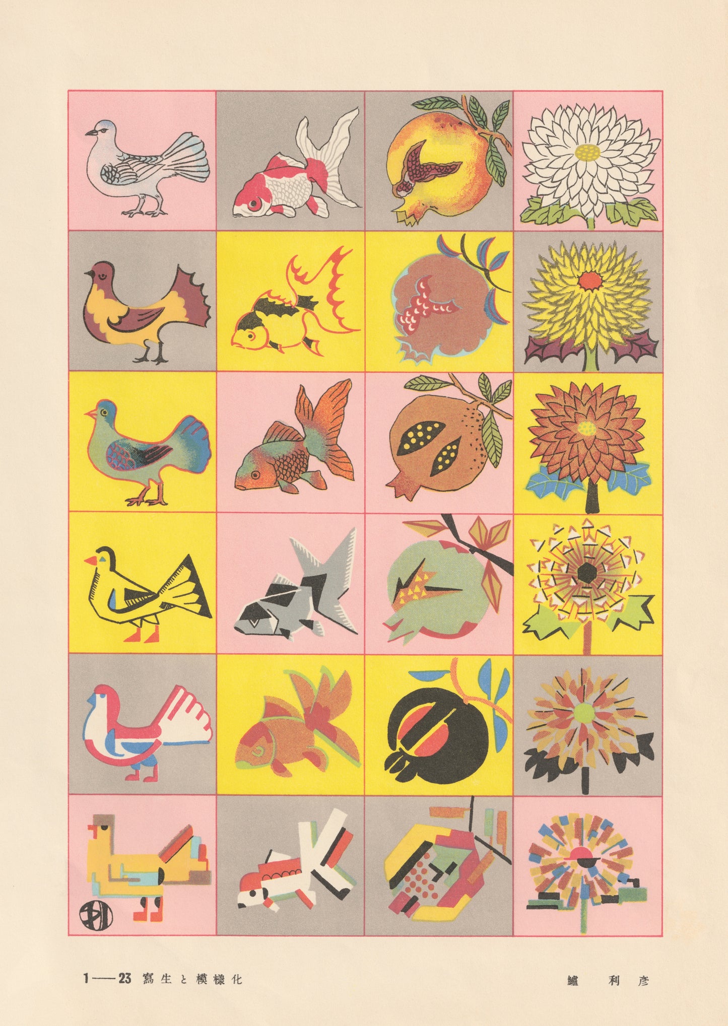 kiku print / postcard : pictograph - flora + fauna