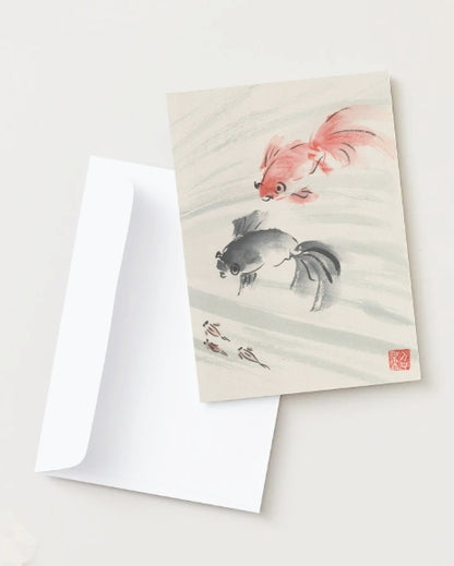 kiku print : greeting cards - gold fish