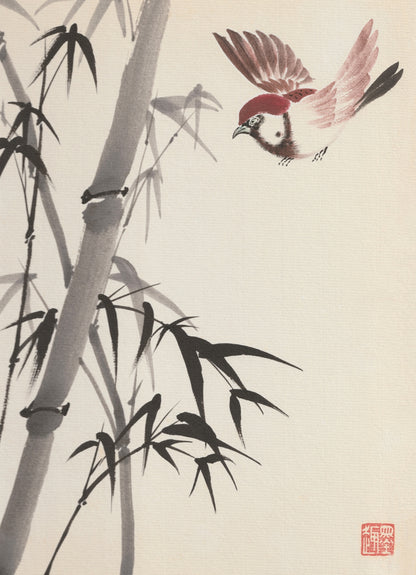 kiku print : greeting cards - bamboo