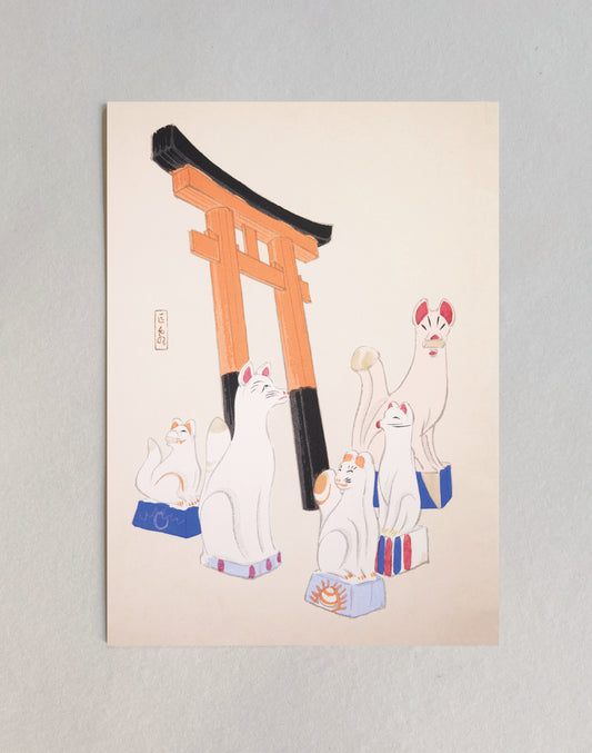 kiku print : postcard - kitsune tori gate