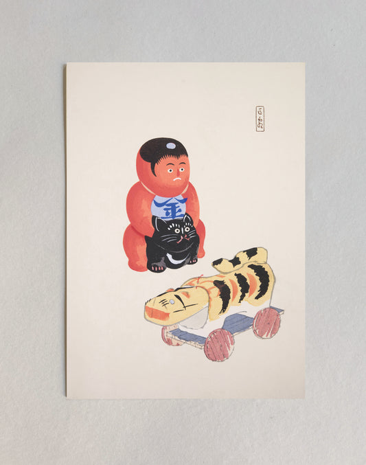 kiku print : postcard - tag-a-long-tiger