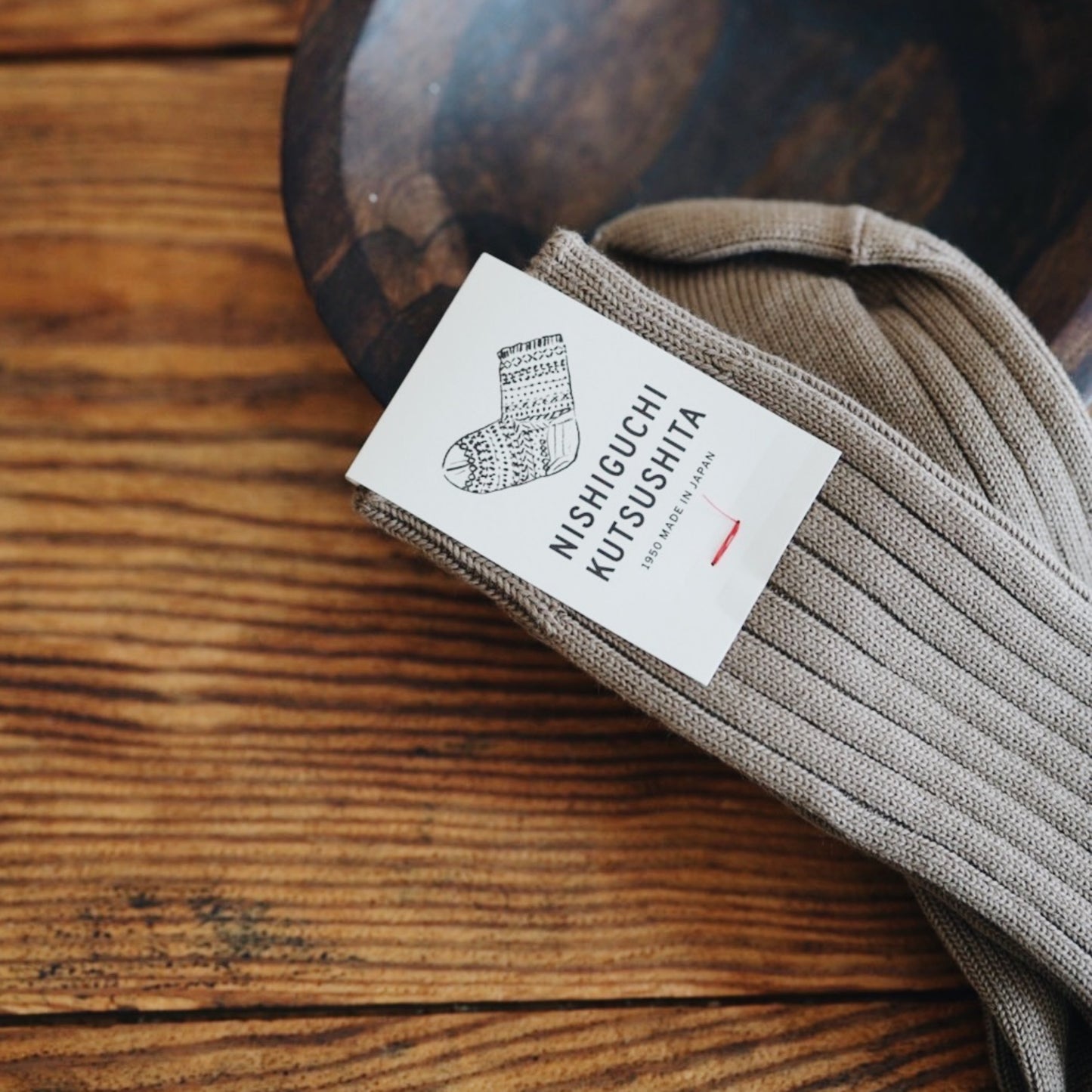 NISHIGUCHI KUTSUSHITA : praha egyptian cotton ribbed sock