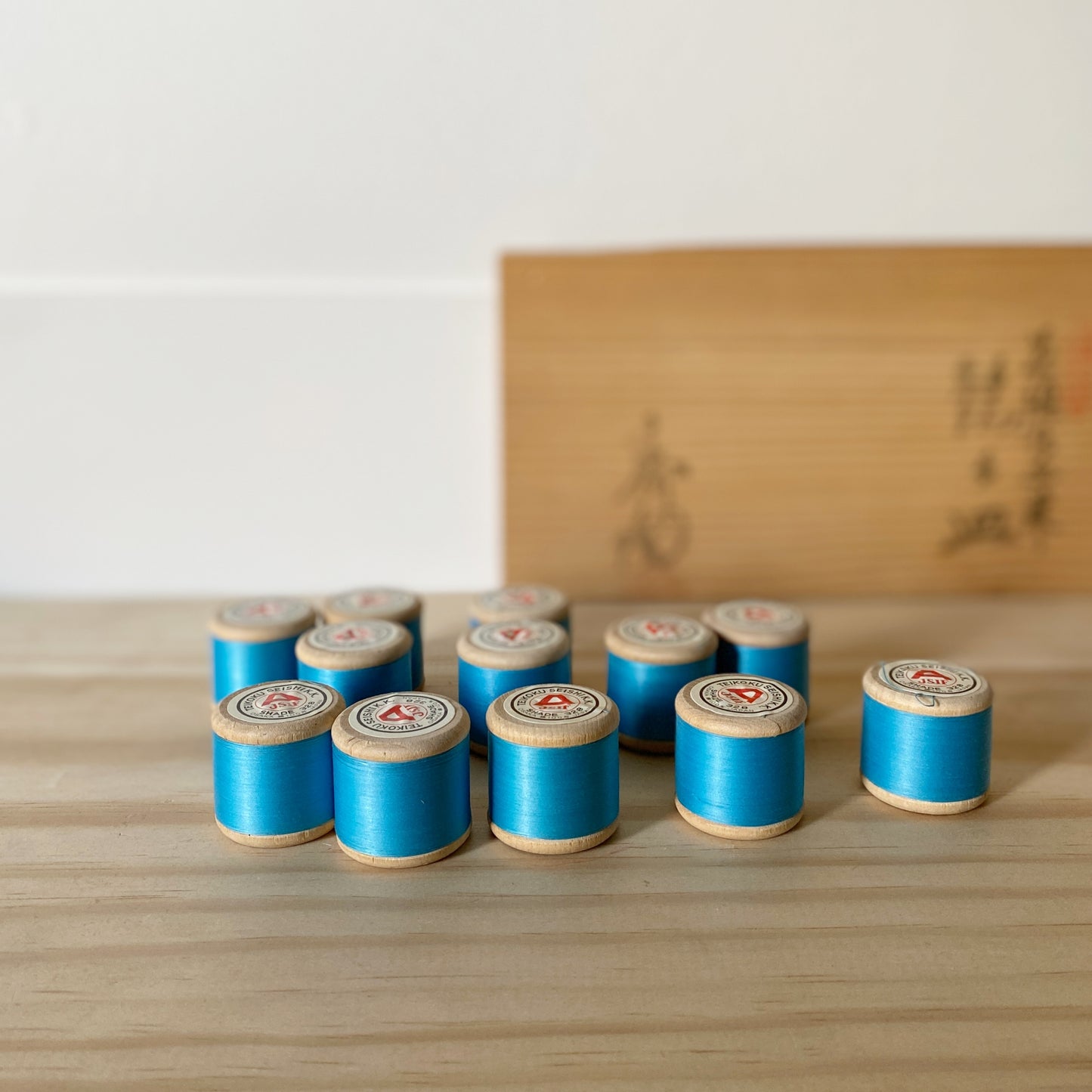 vintage japanese glacé sewing thread blue